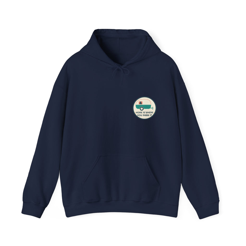 Home Is Where You Park It Badge Hoodie — Retro Vibes