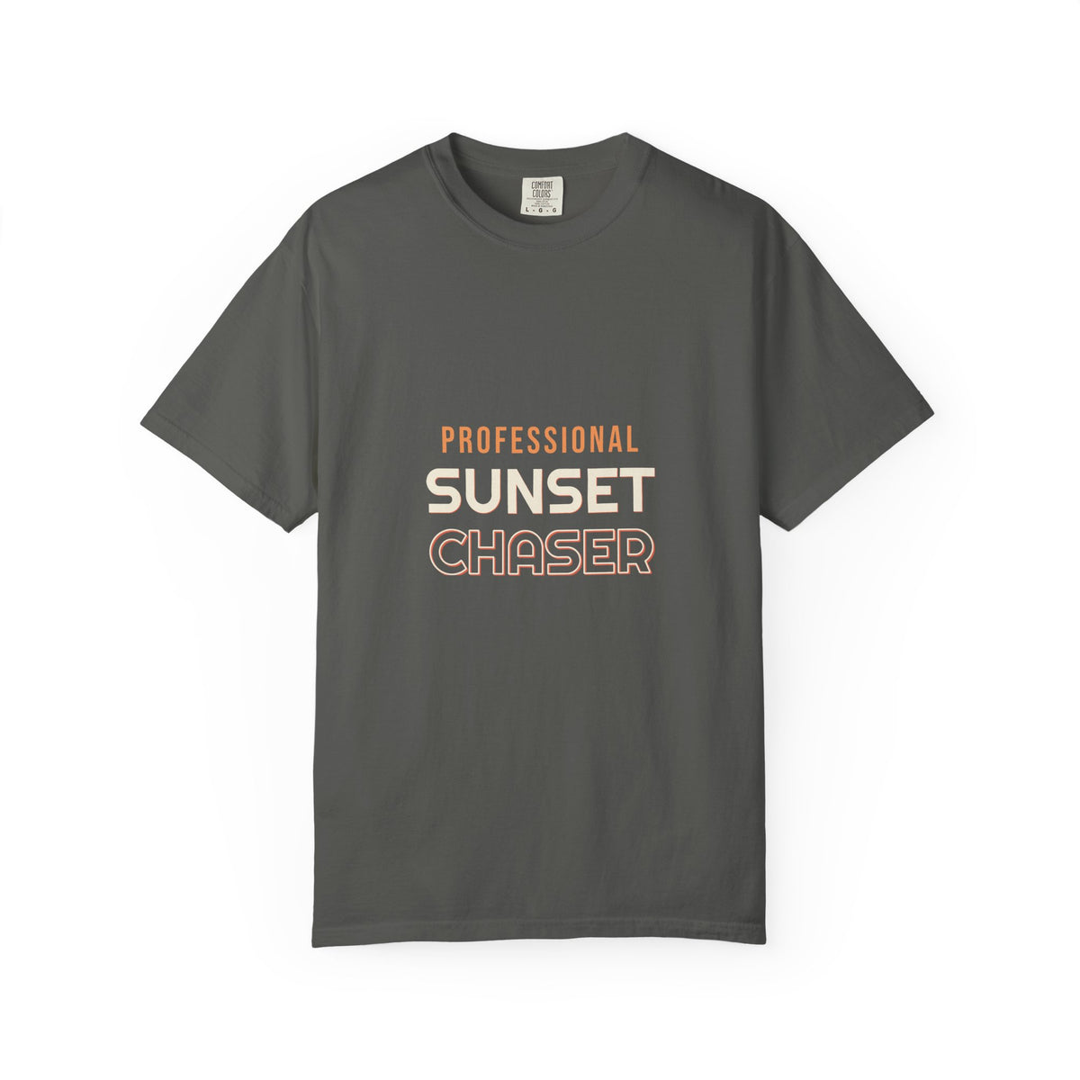 Professional Sunset Chaser — a Batch 2 Retro Vibes original in the locked 70s palette, printed on a Comfort Colors 1717 garment-dyed tee by Retro Vibes