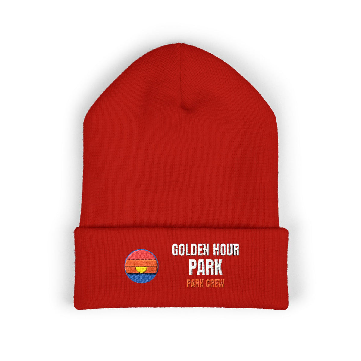 Golden Hour Park Patch Beanie — Retro Vibes