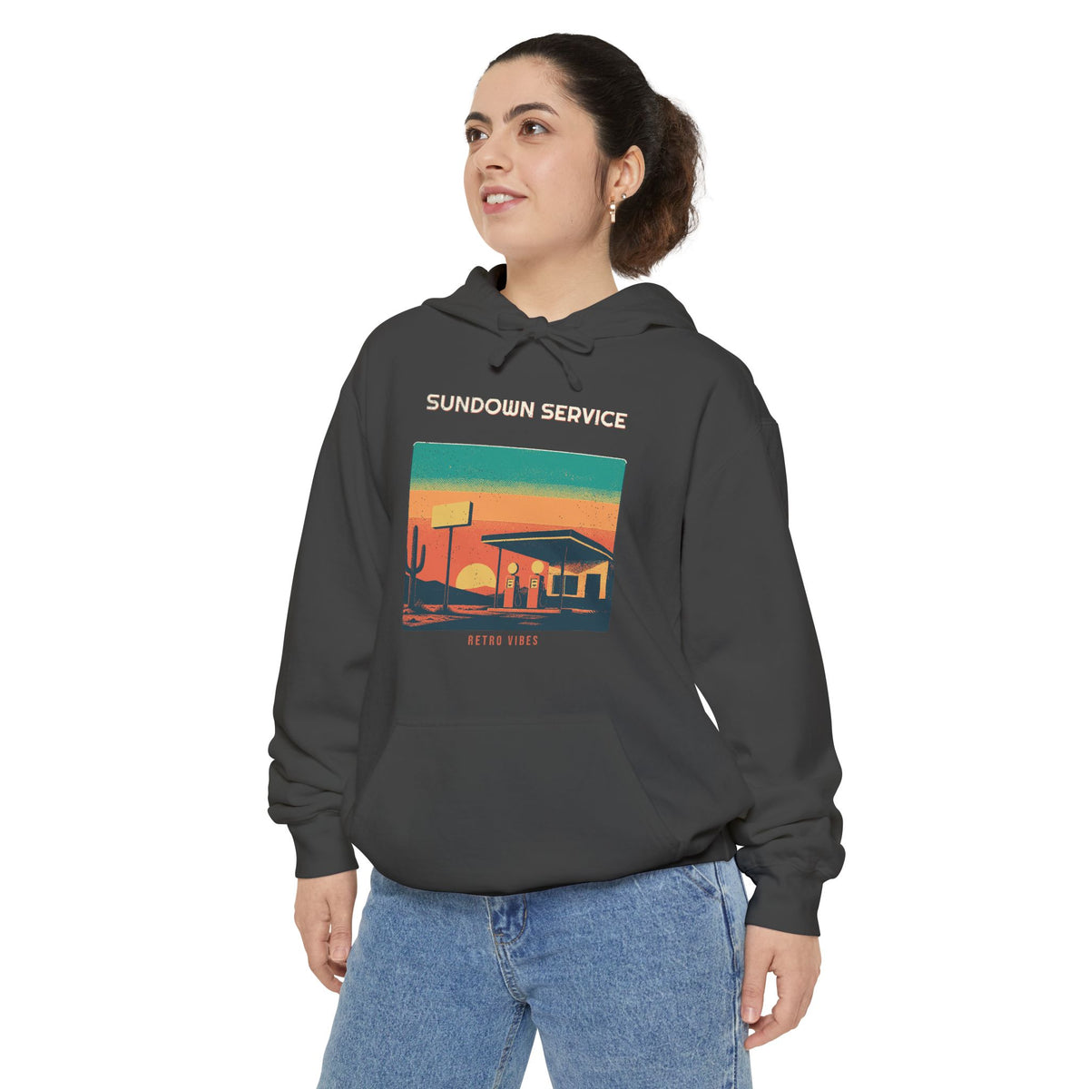 Sundown Service Hoodie by Retro Vibes — product view 3