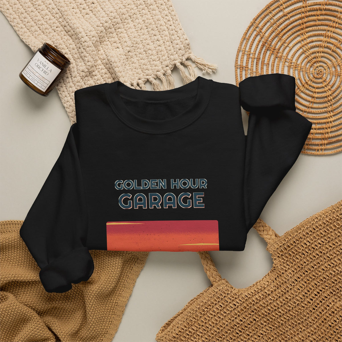 Golden Hour Garage Crewneck Sweatshirt