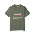 Gas Up Head Out — a Batch 2 Retro Vibes original in the locked 70s palette, printed on a Comfort Colors 1717 garment-dyed tee by Retro Vibes