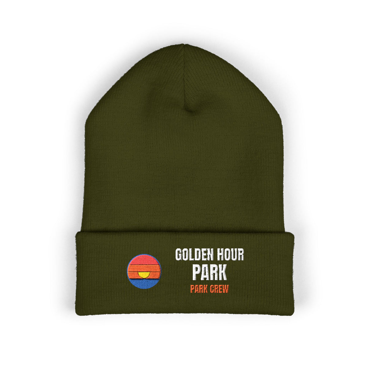 Golden Hour Park Patch Beanie — Retro Vibes