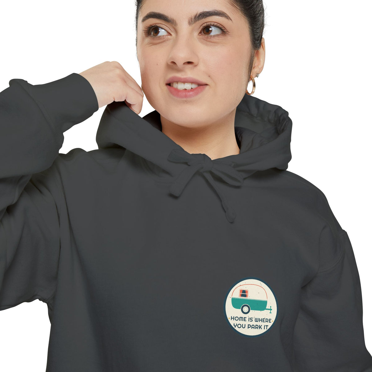 Home Is Where You Park It Badge Hoodie by Retro Vibes — product view 4