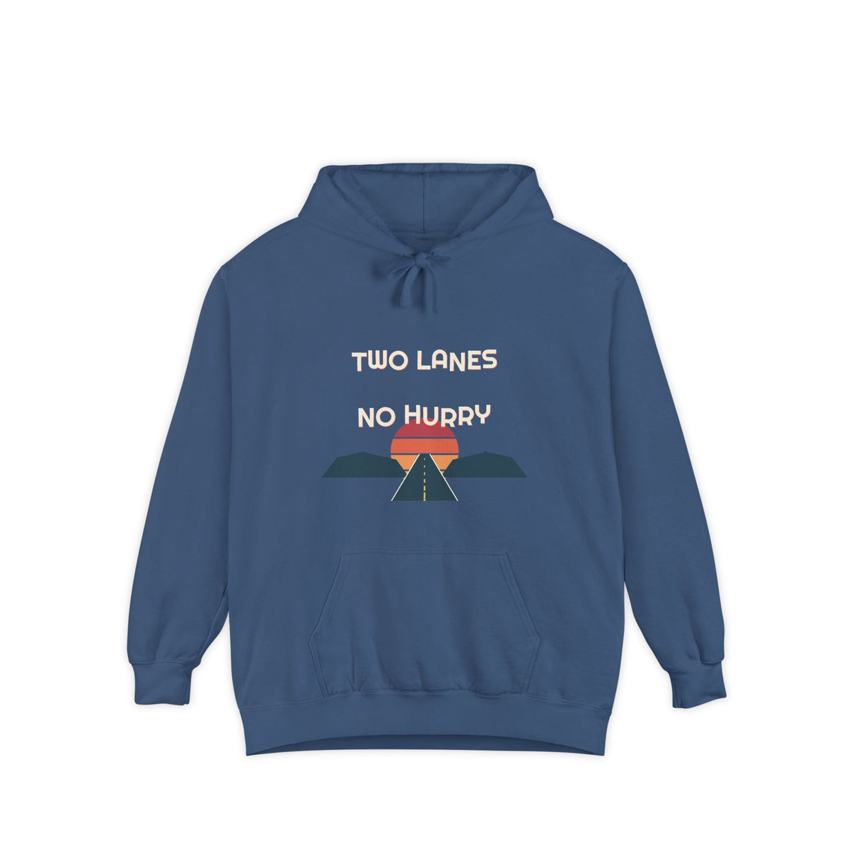 Two Lanes, No Hurry Hoodie by Retro Vibes — product view 2