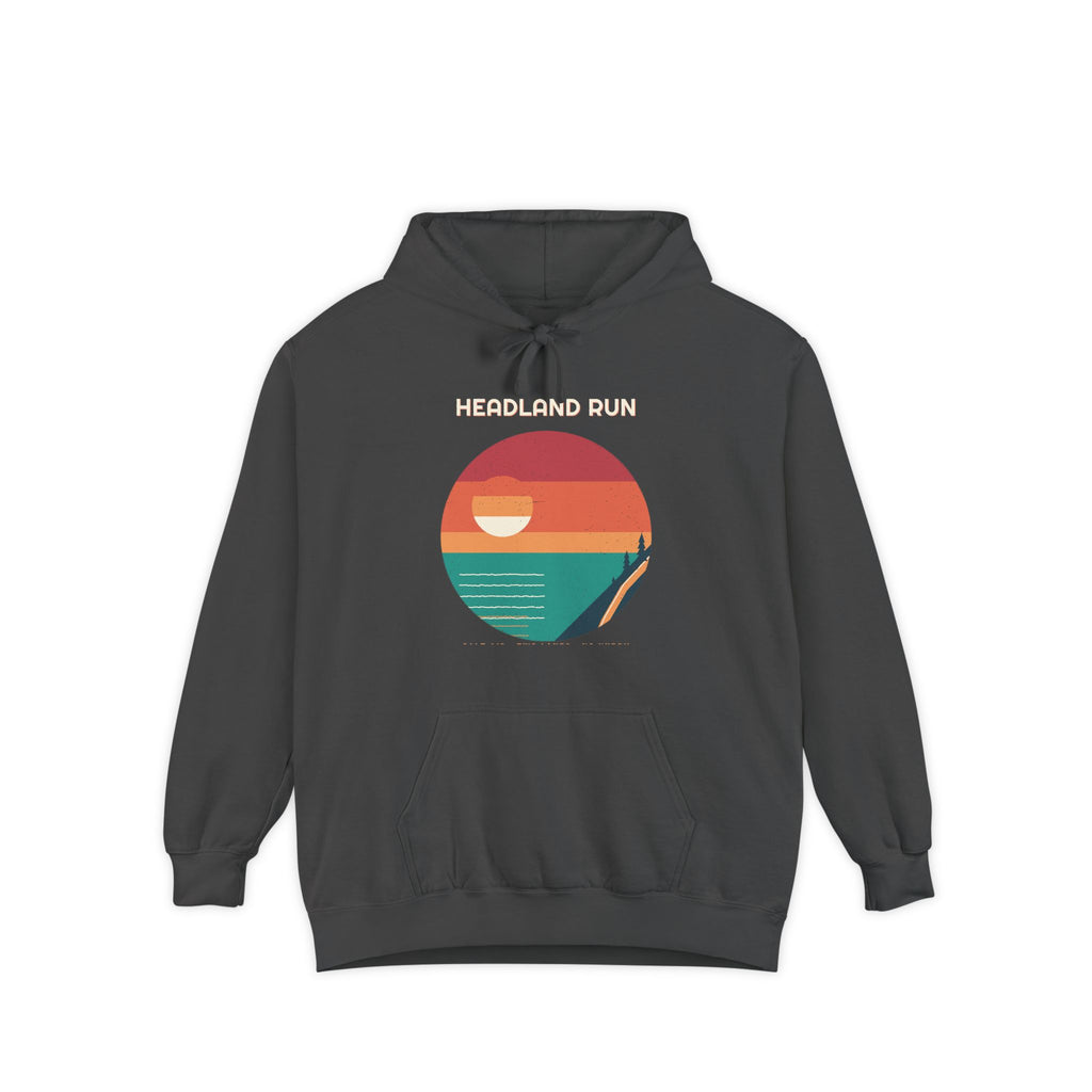 Headland Run — a Batch 3 Retro Vibes original in the locked 70s palette, printed on a Comfort Colors 1567 garment-dyed hoodie by Retro Vibes