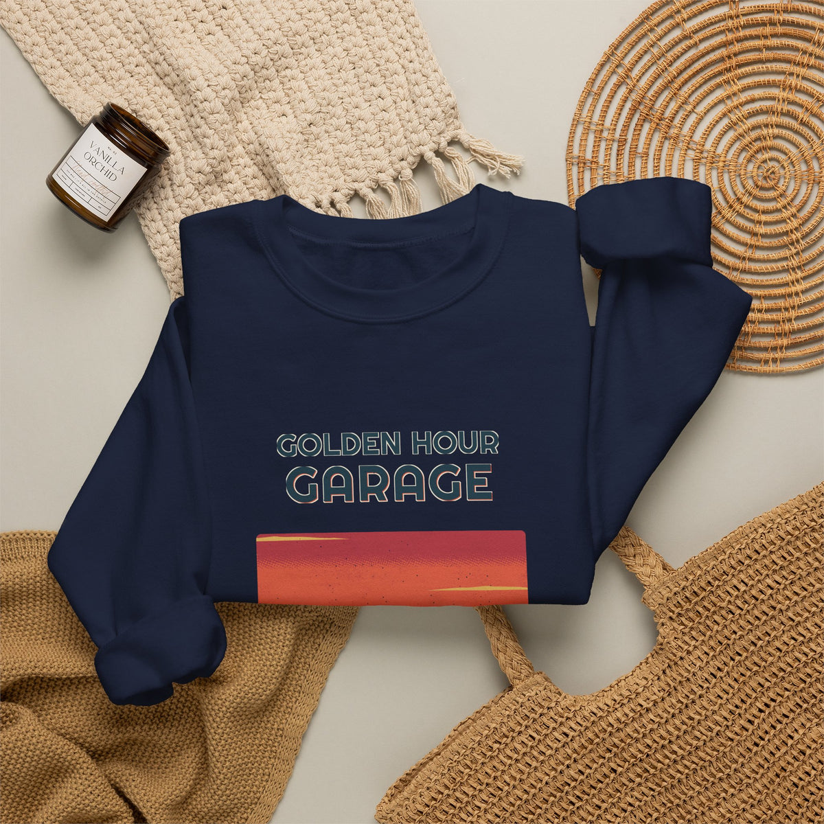 Golden Hour Garage Crewneck Sweatshirt
